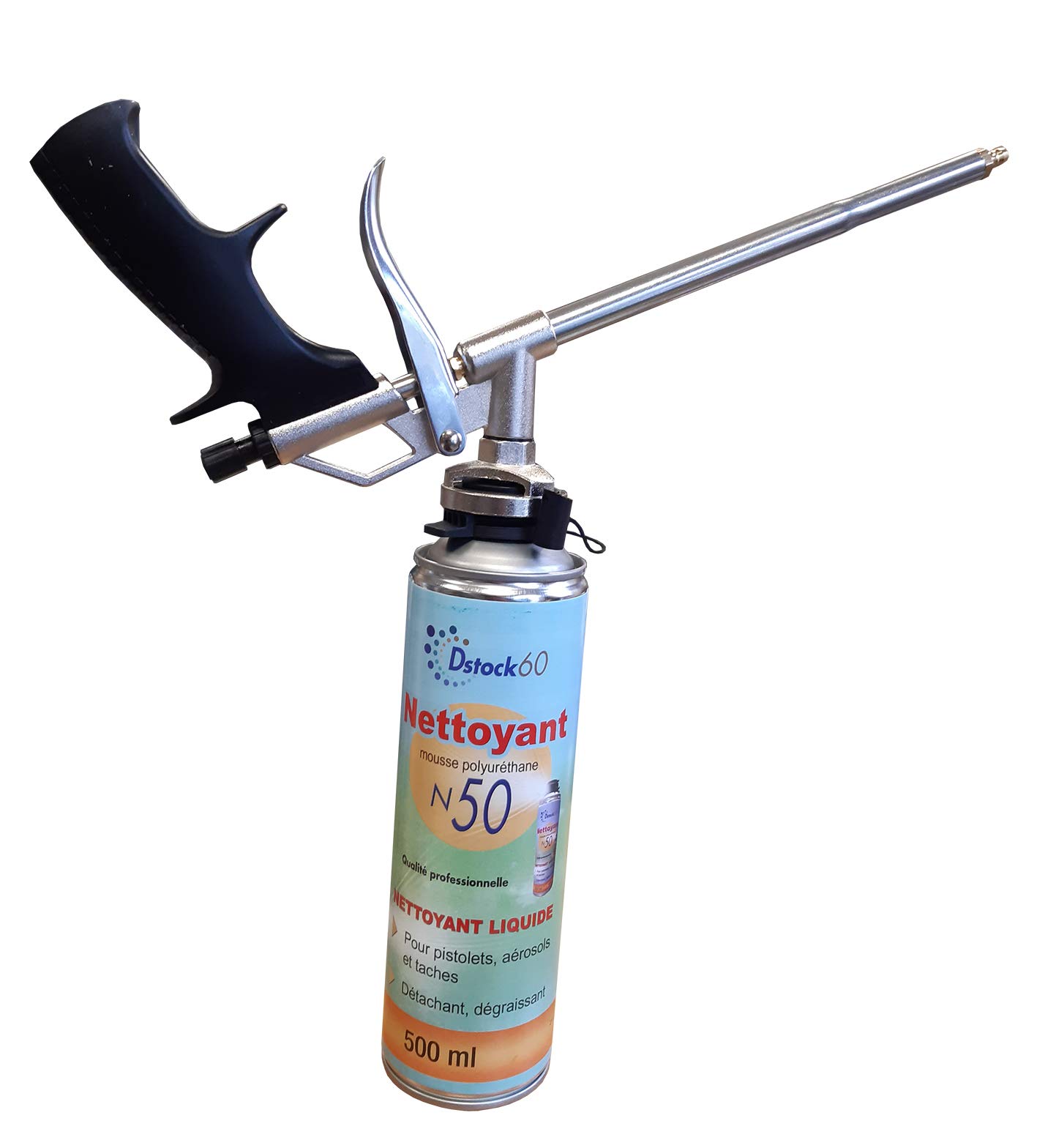 DSTOCK60 - LOT DE 10 NETTOYANTS MOUSSE EXPANSIVE POLYURETHANE - NETTOYANT POUR PISTOLETS, AEROSOLS ET SURFACES - DETACHANT, DEGRAISSANT - 500 ML