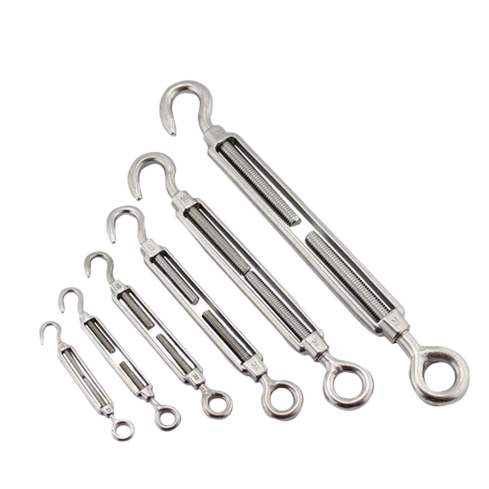 Tenditore M6 in Acciaio Inox 304 Gancio Gancio Occhio Catena Regolabile Vite Filo Corda Tenditore per Attività All'aperto