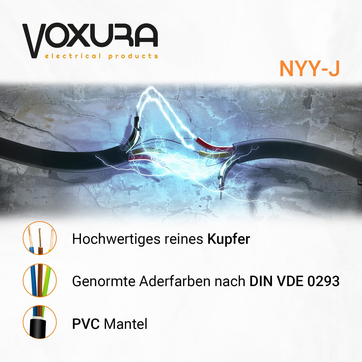 NYY-J 3x1,5 mm² 50m Ring Erdkabel Stromkabel Kupfer