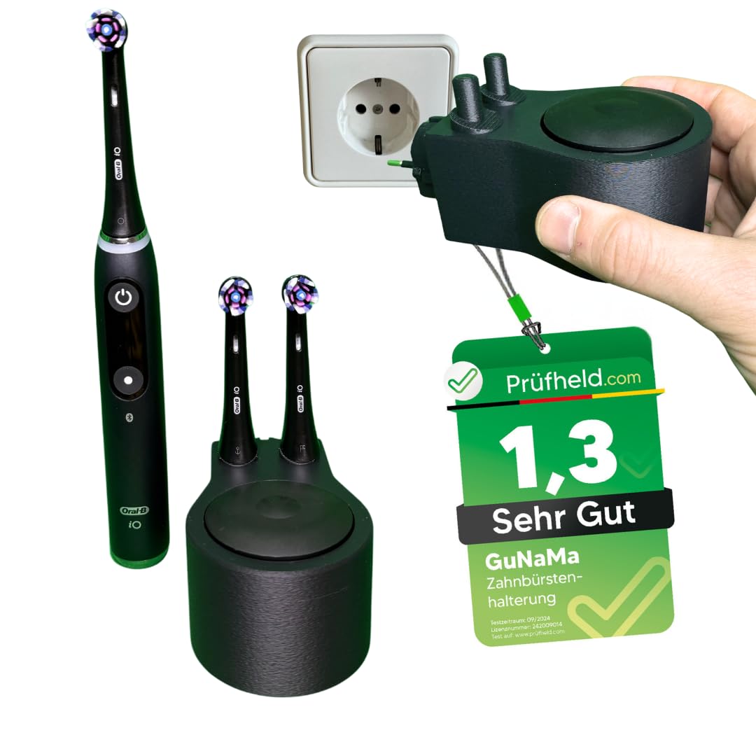Zahnbürstenhalter Mit Kabelmanagement | 2 Fächer Dunkelgrau | Für Elektrische Zahnbürsten