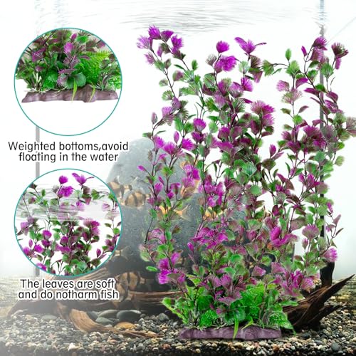 Image of Hamiledyi Aquarium Plastic Plants Aquarium Decor Artificial Fish Tank Plants,Tall Fish Tank Decorations, Extra Large Aquarium Plant 20.4-inch Tall,1PCS
