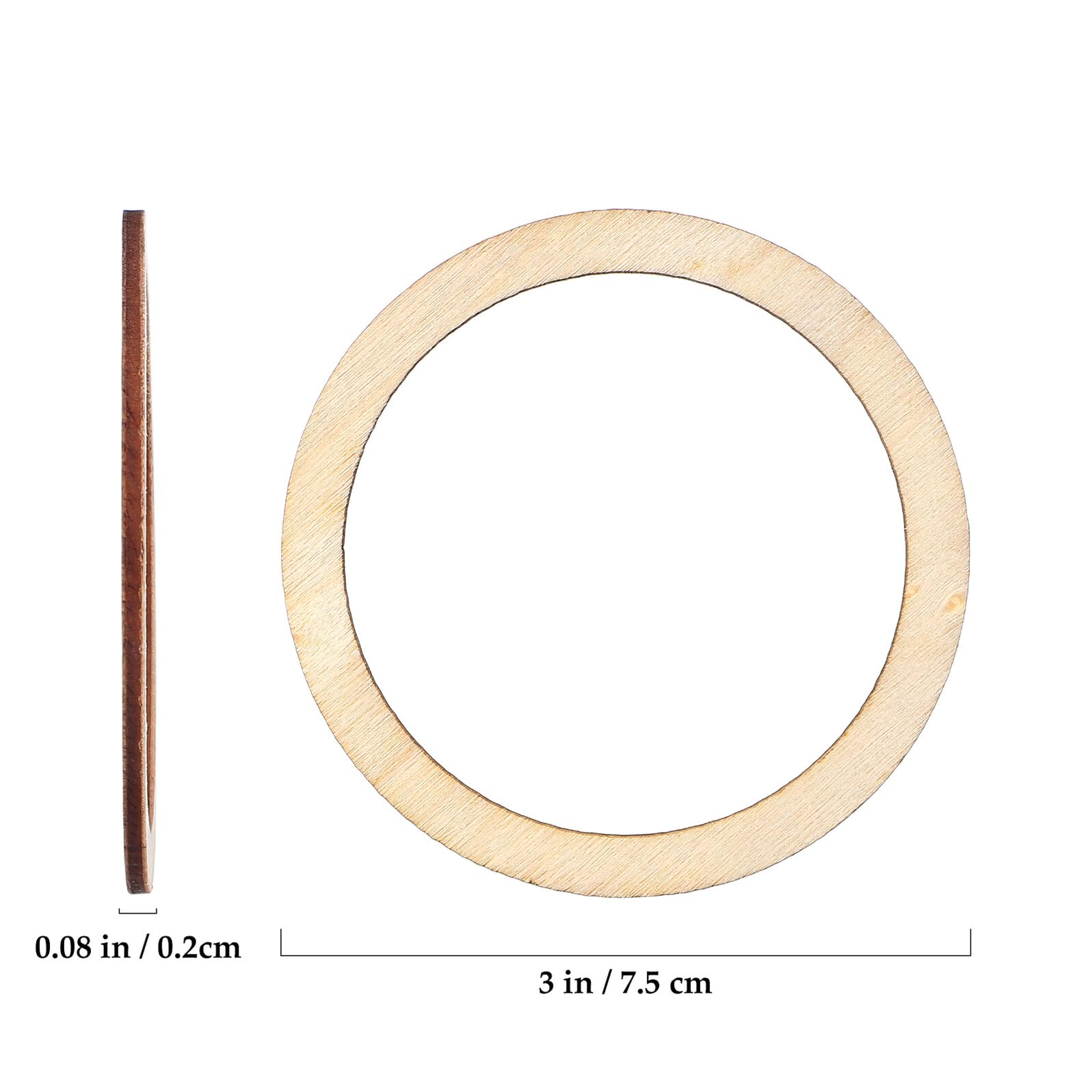 50 Pièces Cercles Creux en Bois Ronds pour Loisirs Créatifs DIY