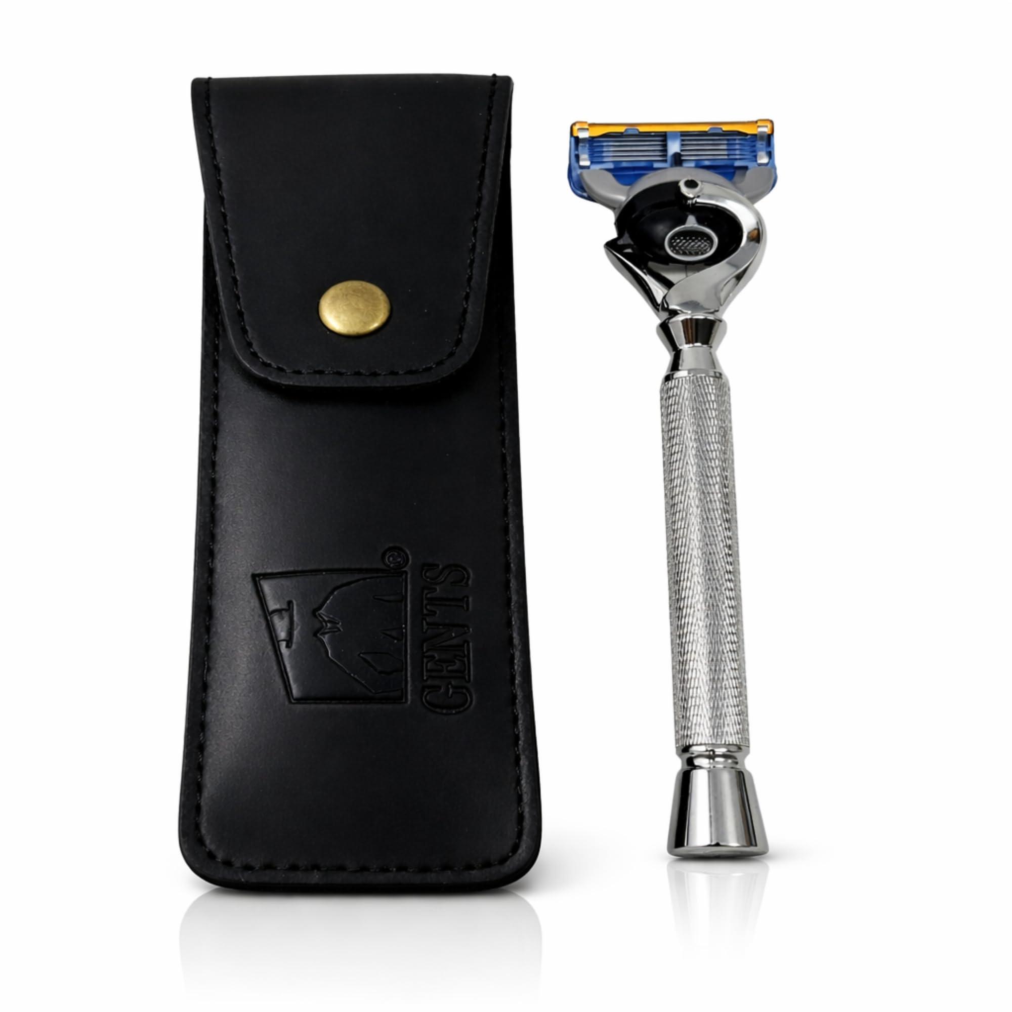 Flex Ball Handle Shaving Razor – All Chrome Long Handle Razor with Flex Pivot Technology & Diamond Knurled Grip for Men’s Precision Shaving
