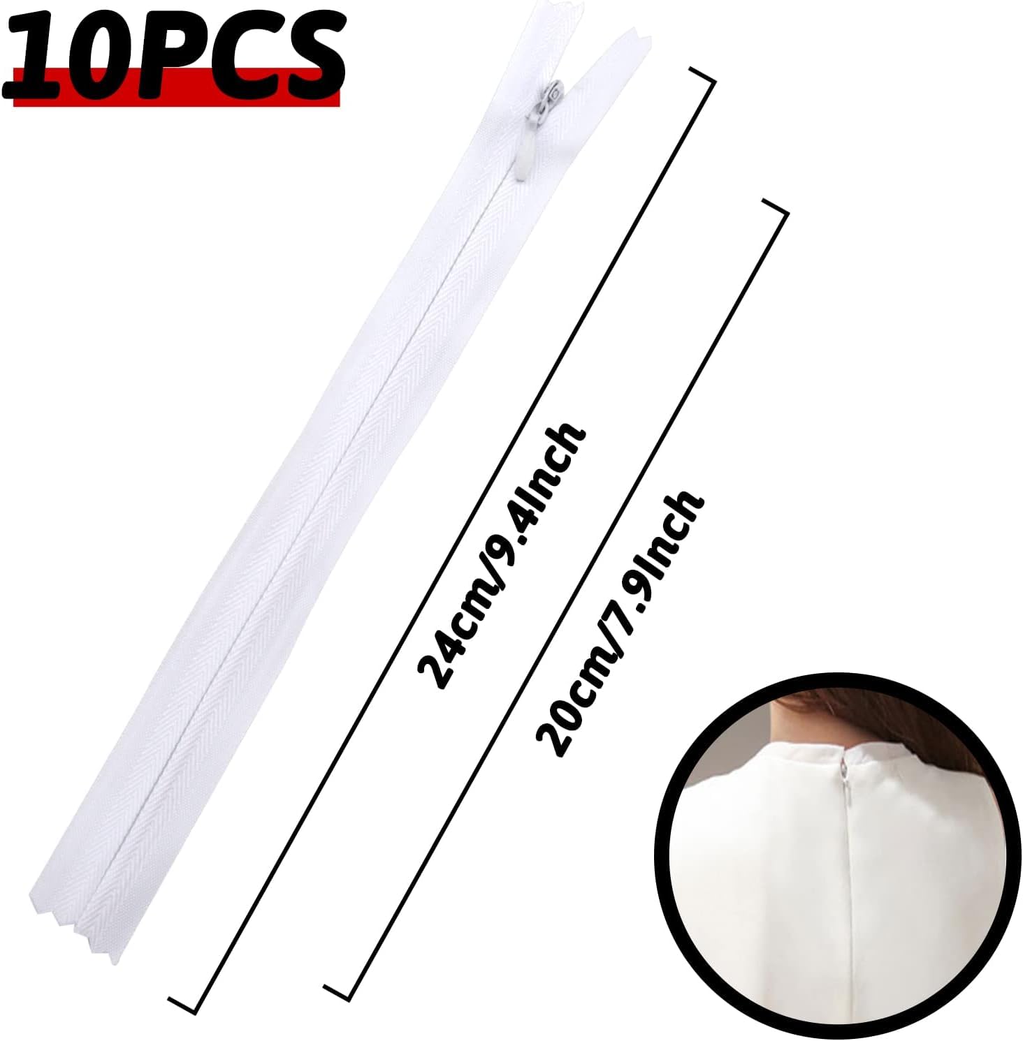 DOITEM 5 Cerniere Invisibili In Nylon 35 Cm - Colore Nero, Per Cucito, Abbigliamento, Borse E Artigianato - 4
