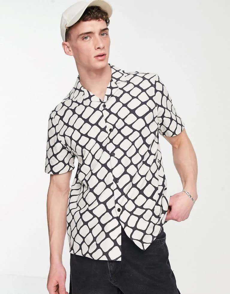 Image of GRECIILOOKS Casual Shirts for Menl Shirt for Men| Printed Shirt for Men| Cotton Spread Collar Shirt| Beach Wear Mens Shirt| Turn-Down Collar Shirt for Boys | Preppy Short Sleeve