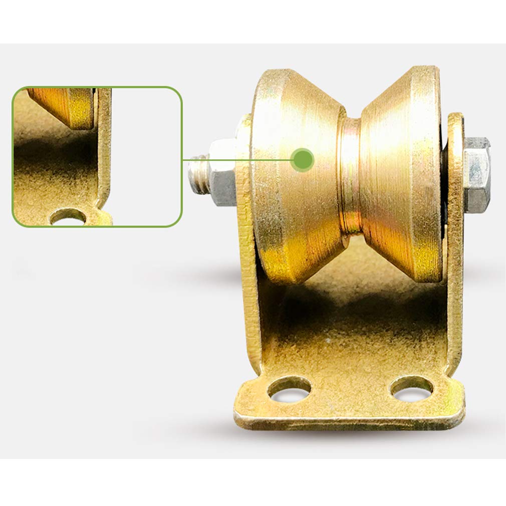 2 V-Nut-Lenkräder aus Stahl, robuste Hochleistungsräder, Richtungslaufrolle mit Scheibenlaufwerk, Doppellager, Gold, für Industriemaschinen, Schiebetüren, Rolltore, Drahtseilschienen