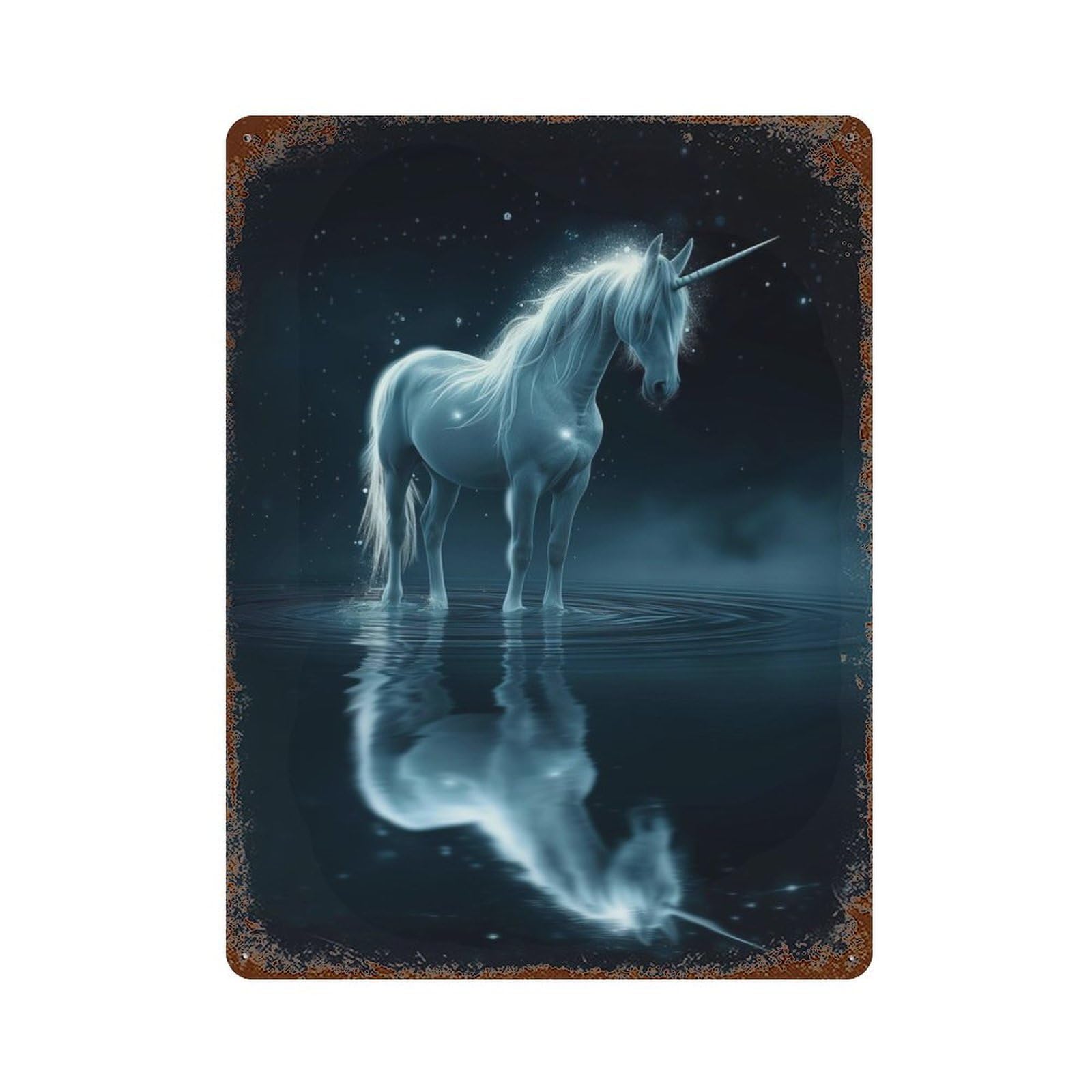 Beautiful Magical Unicorn Vintage Rust Metal Sign 15.7"x11.8", Farmhouse Wall Decor for Garage, Pub Or Kitchen