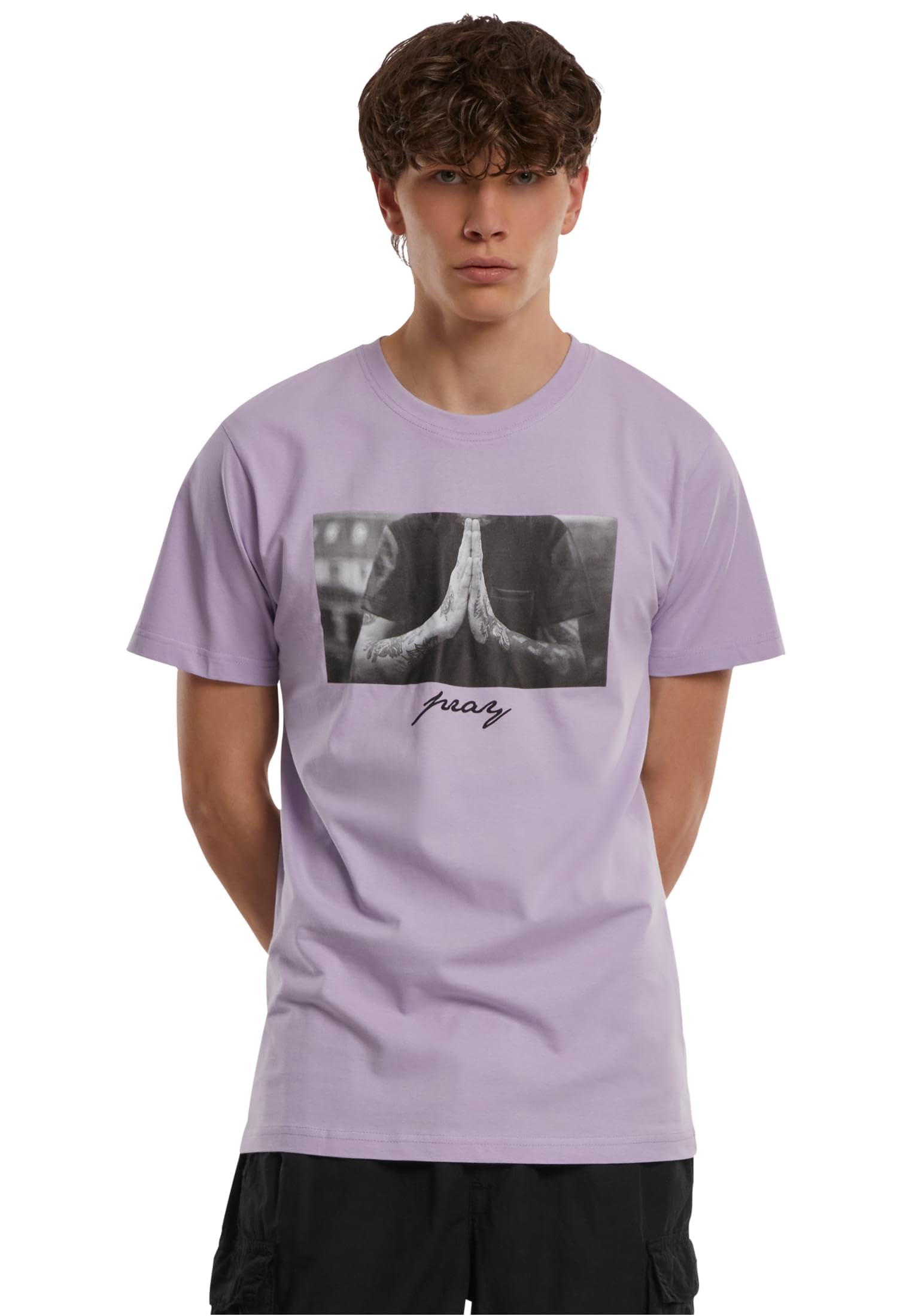 Mister Tee Men's Pray Tee T-Shirt, Lilac,