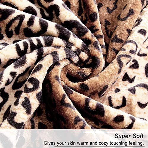 Viviland Flannel Fleece Blanket Throw Size 50X60, 280 Gsm Lightweight Blanket For Couch Sofa Bed, Super Soft Cozy Warm Blanket, Leopard Print #TOP1