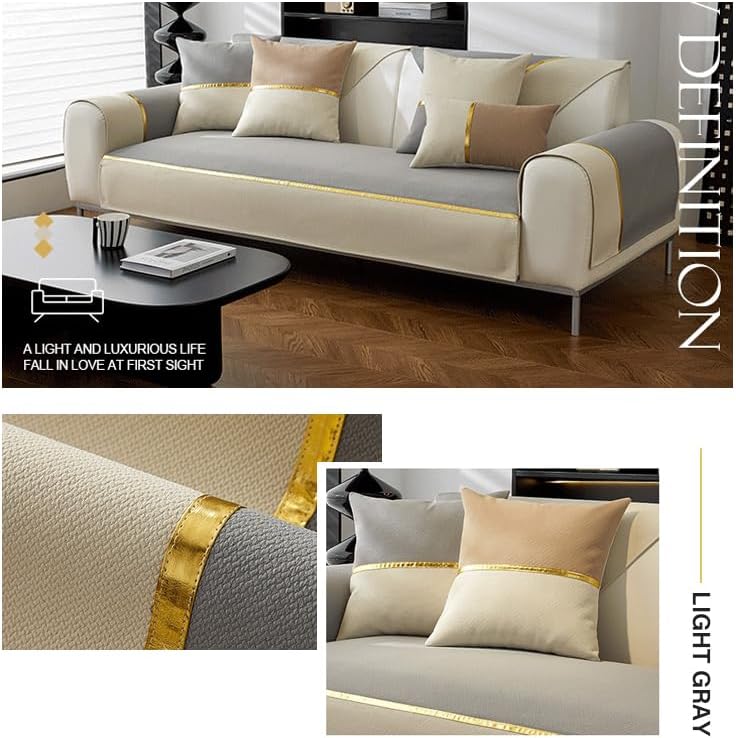 Miniatura 2 de Funda de sofá de estilo moderno, funda de sofá de chenilla simple a la moda, funda antideslizante para sofá seccional, funda protectora de muebles