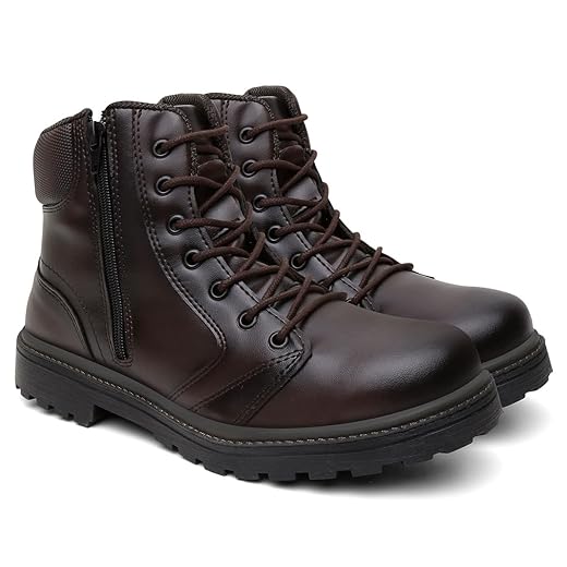 Coturno Militar Tático Cano Medio com Cadarço e Zíper Lateral, Sola Antiderrapante para Uso Profissional e Militar