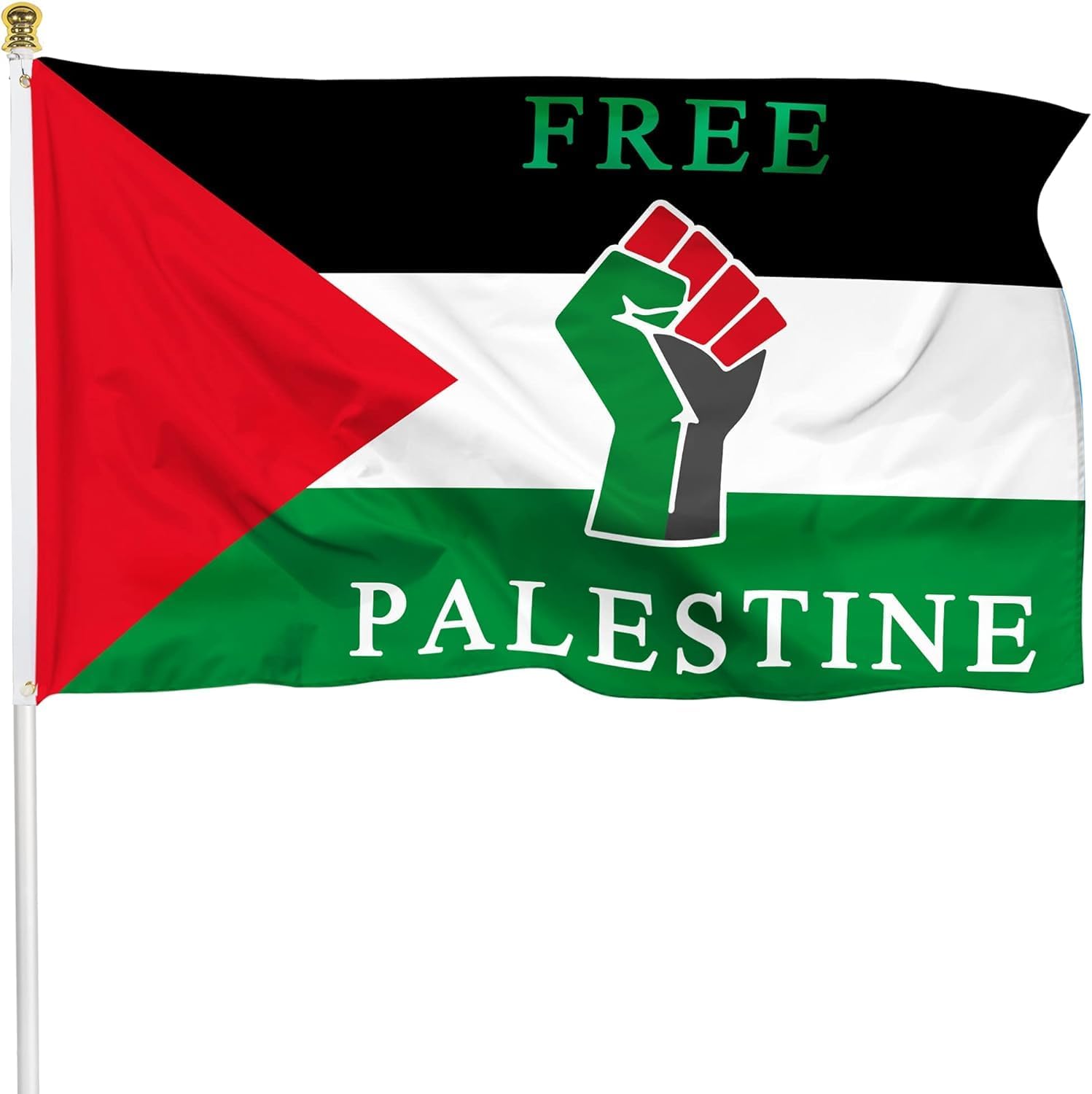 Palestine Flag, Free Palestine, 3x5 FT Palestinian National Flags with 2 Brass Grommets Premium Polyeste(Free Palestine Flag)