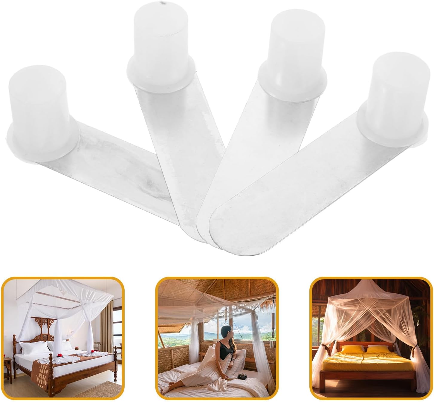 4pcs Mosquito Net Base Foot Plates for Bed Net Frame Replacement with 21mm Inner Diameter Thickened Support for Dormitory and Bedding