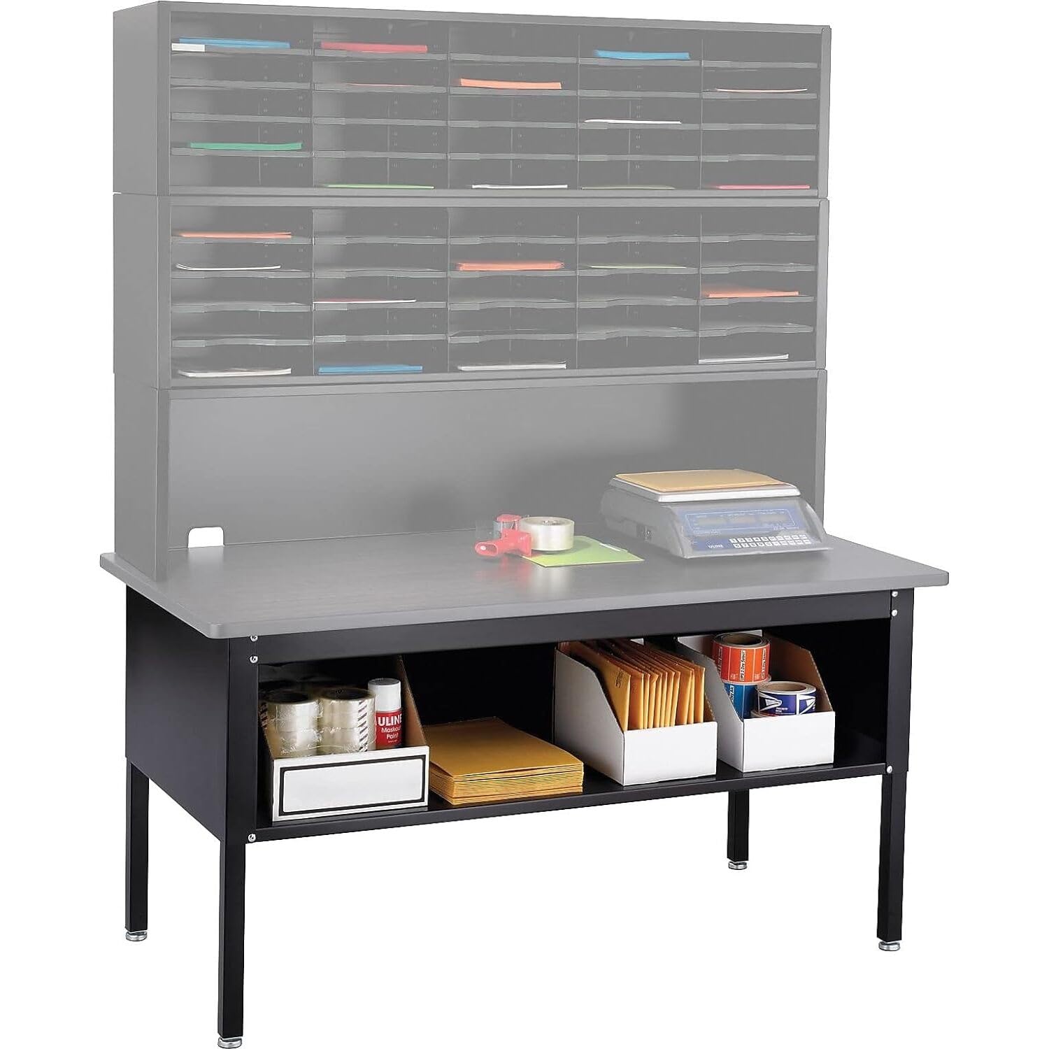 HomeStock Island Oasis Sort Mail Station Sorting Table, Black, 36" L x 70" W x 30" H - Organizing Table, File Sorting Desk, Mail sorter, Mail Organizer, Table for File Sorting