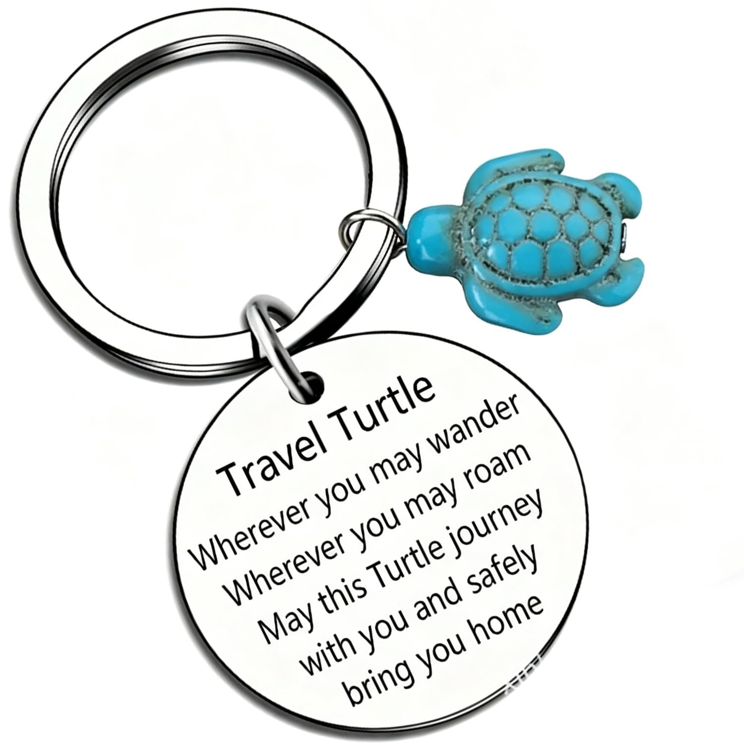ASREJUR Lovely Blue Turtle Keychain Made of Stainless, Thoughtful and Inspirational Travel Gifts, Good-luck New Driver Gifts for Male and Female Friends, Classmates, Colleagues and Family