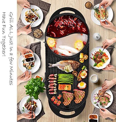 Liven Electric Grill With Hot Pot SK-J6860 Multifunctional, Indoor Teppanyaki Grill/Korean BBQ/Shabu Shabu Hot Pot, 3.6L Capacity for 2-10 People