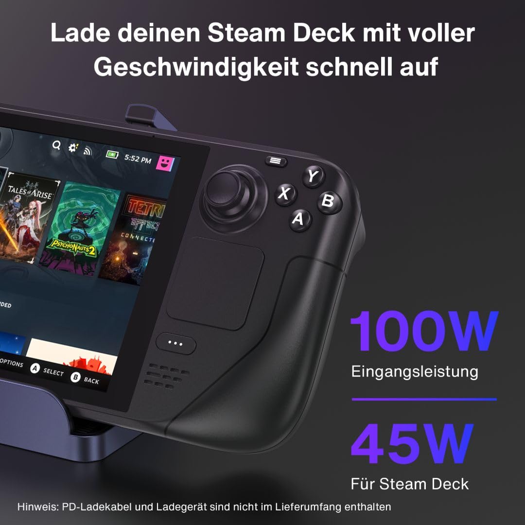 iVANKY Docking Station für Steam Deck/ROG Ally, HDMI 2.1 4K@144Hz, 1Gbps Ethernet, 3*USB-A 3.0, 100W USB-C Ladung, 8-in-1 Dock Kompatibel mit ASUS ROG Alloy X/Legion go/Valve Steam Deck OLED/MSI Claw