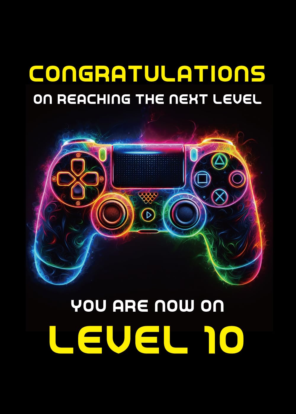 Gooji 5x7 Gamer Birthday Card for Boys and Girls - Level-Up Design for Ages 8, 9, 10, 11, 12, 13 - Perfect Gaming Party Greeting Card (10Y)