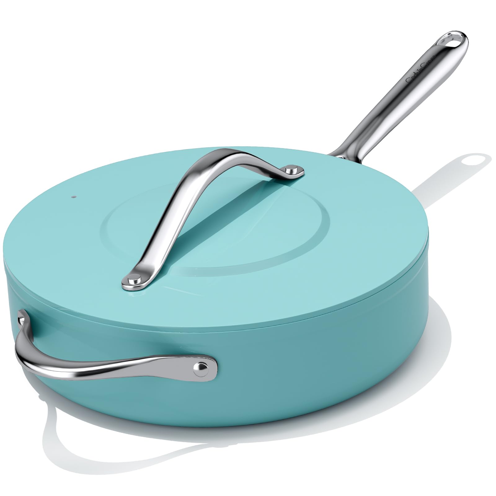 CookinCraze 4.5 QT Ceramic Sauté Pan with Lid, Nonstick Deep Frying Pan