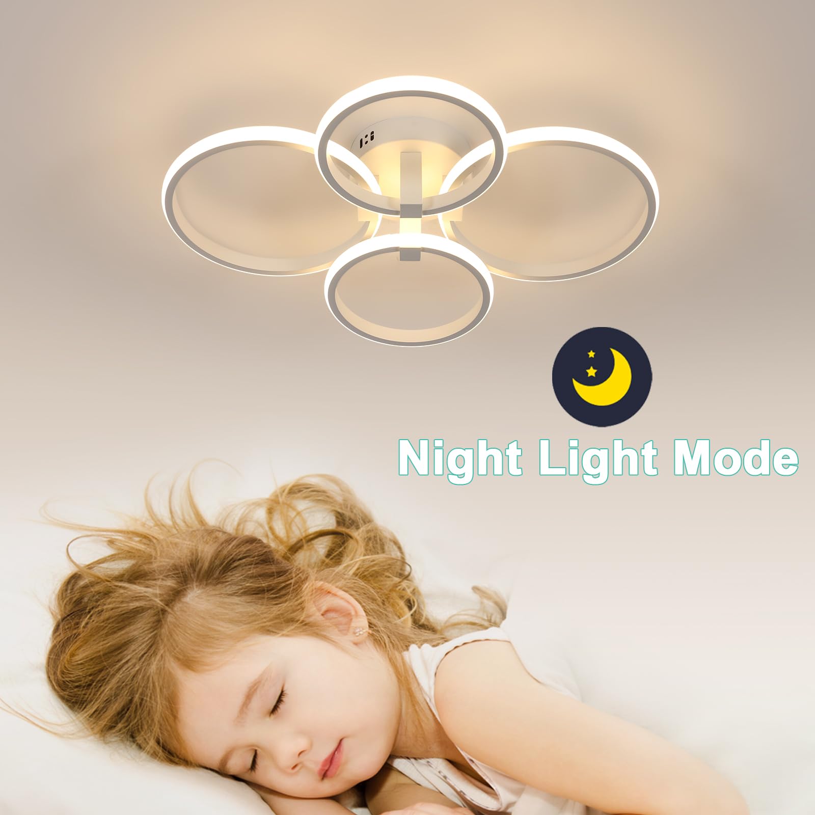 Tealight Plafoniera LED Soffitto 58cm, 76W Dimmerabile Lampada da Soffitto Camera da Letto con Telecomando 3000K-6500K, Plafoniera Moderna per Cucina, Soggiorno, Ufficio, Cucina, Bianco