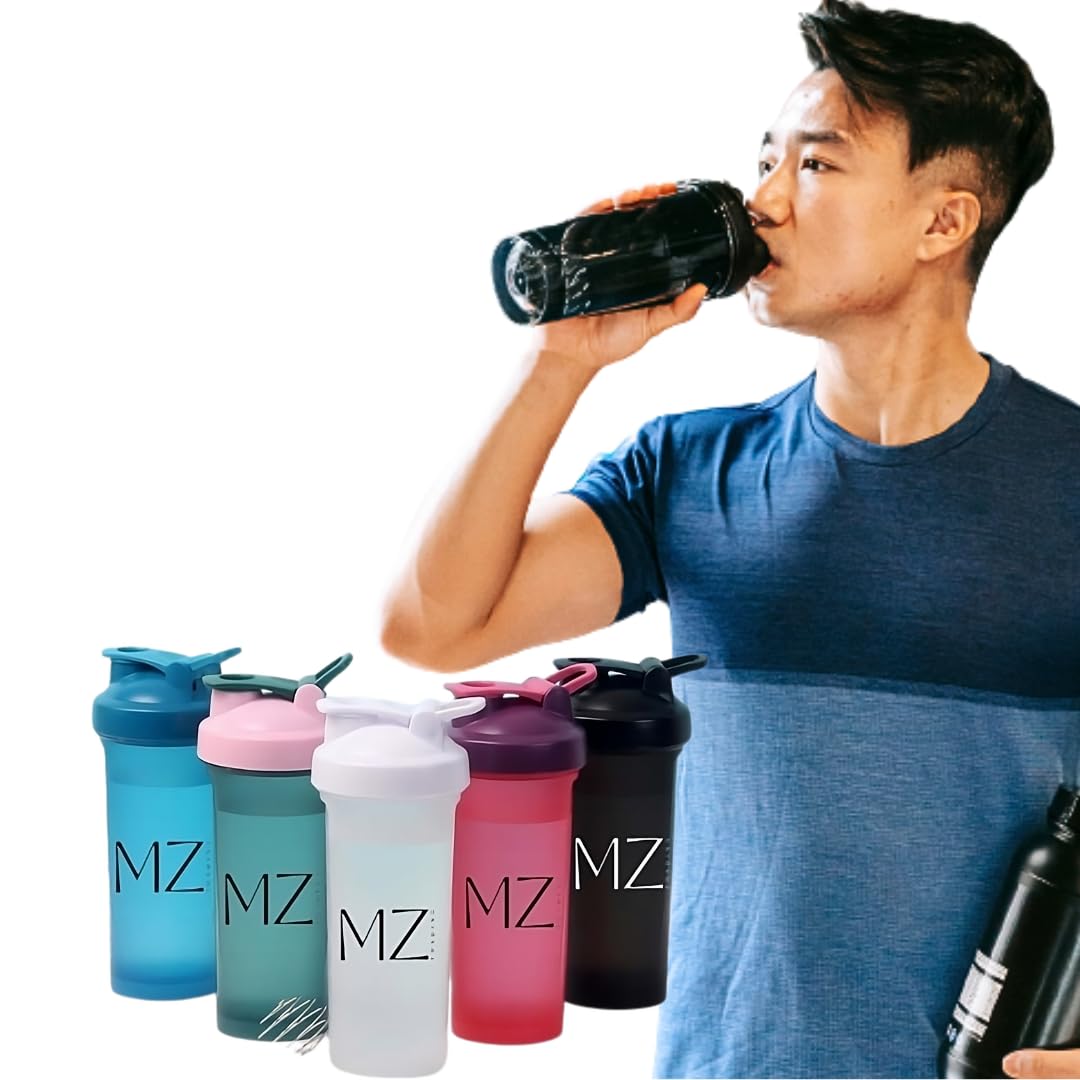 "Protein Shaker Bottle: Premium quality MZ trading protein shaker,Gym Mixer with Stainless Steel Spring Whisker, 600ml, Leak-Proof, Ideal for Outdoor Activities"