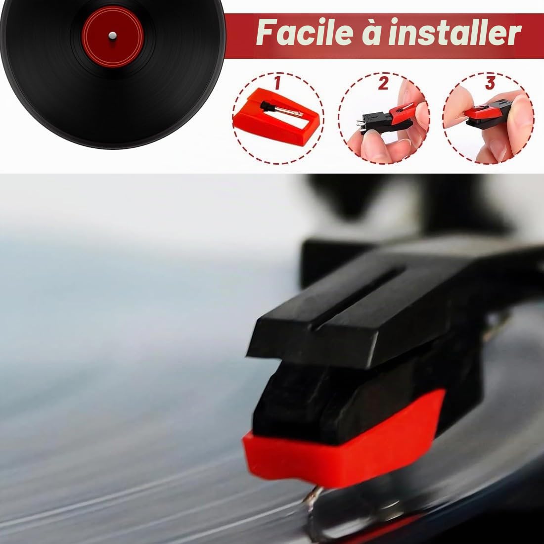 4 Pcs Tourne Disque Aiguille Pointe De Lecture, Diamant Platine Vinyle De Remplacement Universelles,Saphir Pour Tourne Disque Ancien,Cellule Platine Vinyle Pour Tourne Disque Vinyle,Phonographe