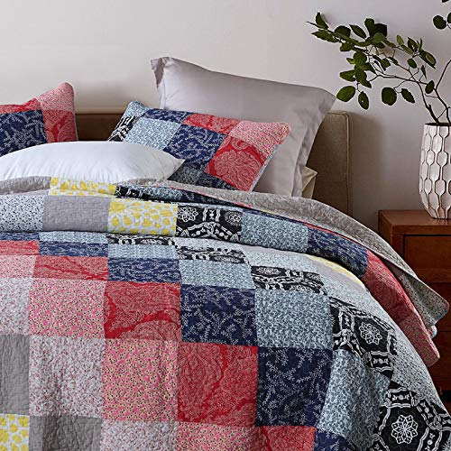 Qucover Multicolor Geometric Patchwork Bedspread Quilt Sets 3-Pieces, Queen Size | Qucover Multicolor Geometric Patchwork Bedspread Quilt Sets 3-Pieces, Queen Size - Image 8