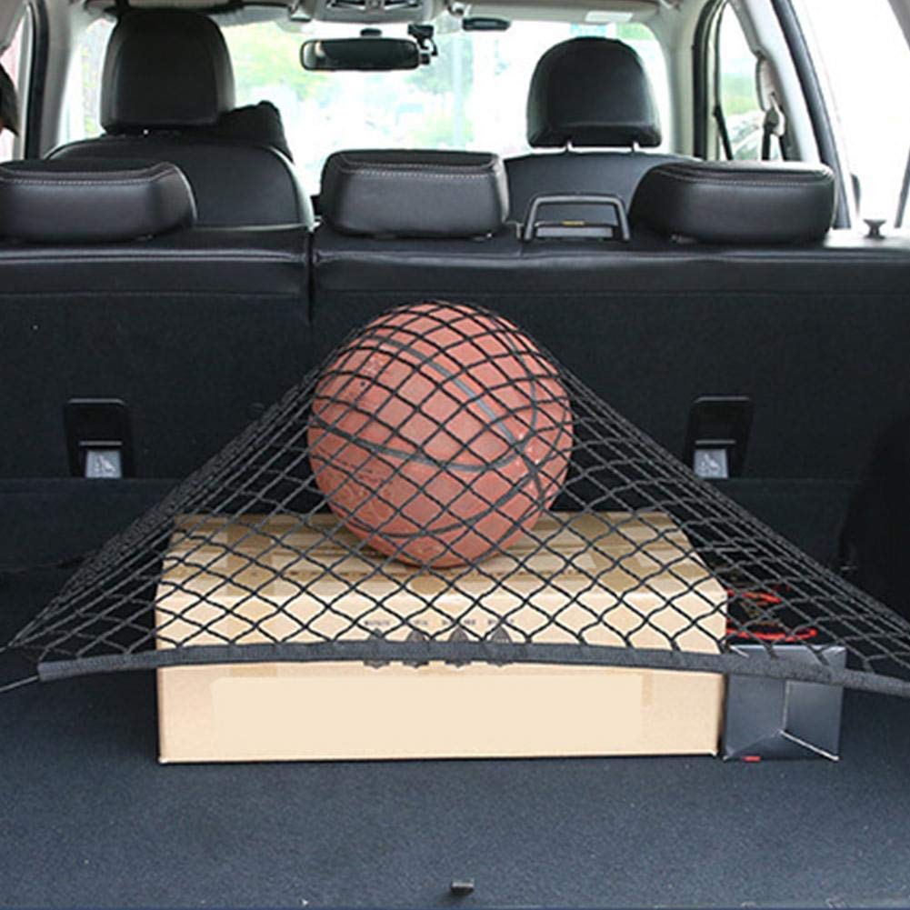 Tronco Universale Organizer Tronco Posteriore Borsa a Rete a Rete Borsa in Nylon Flessibile Adesivo da Parete per Auto con 4 Ganci