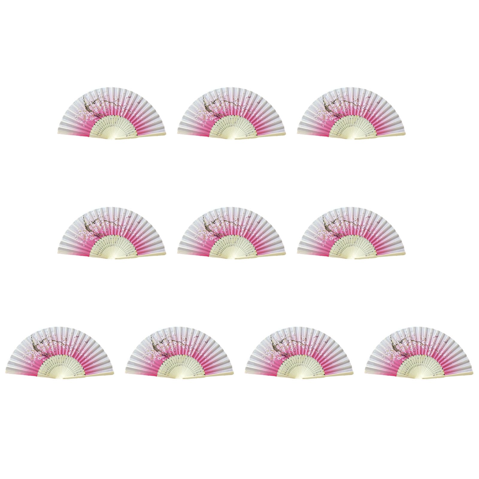 NRVTRE Of 10 Bamboo Fans, Handmade Chinese Folding Fan Performances Fan for Cooling, Decoration, and Collection Cooling