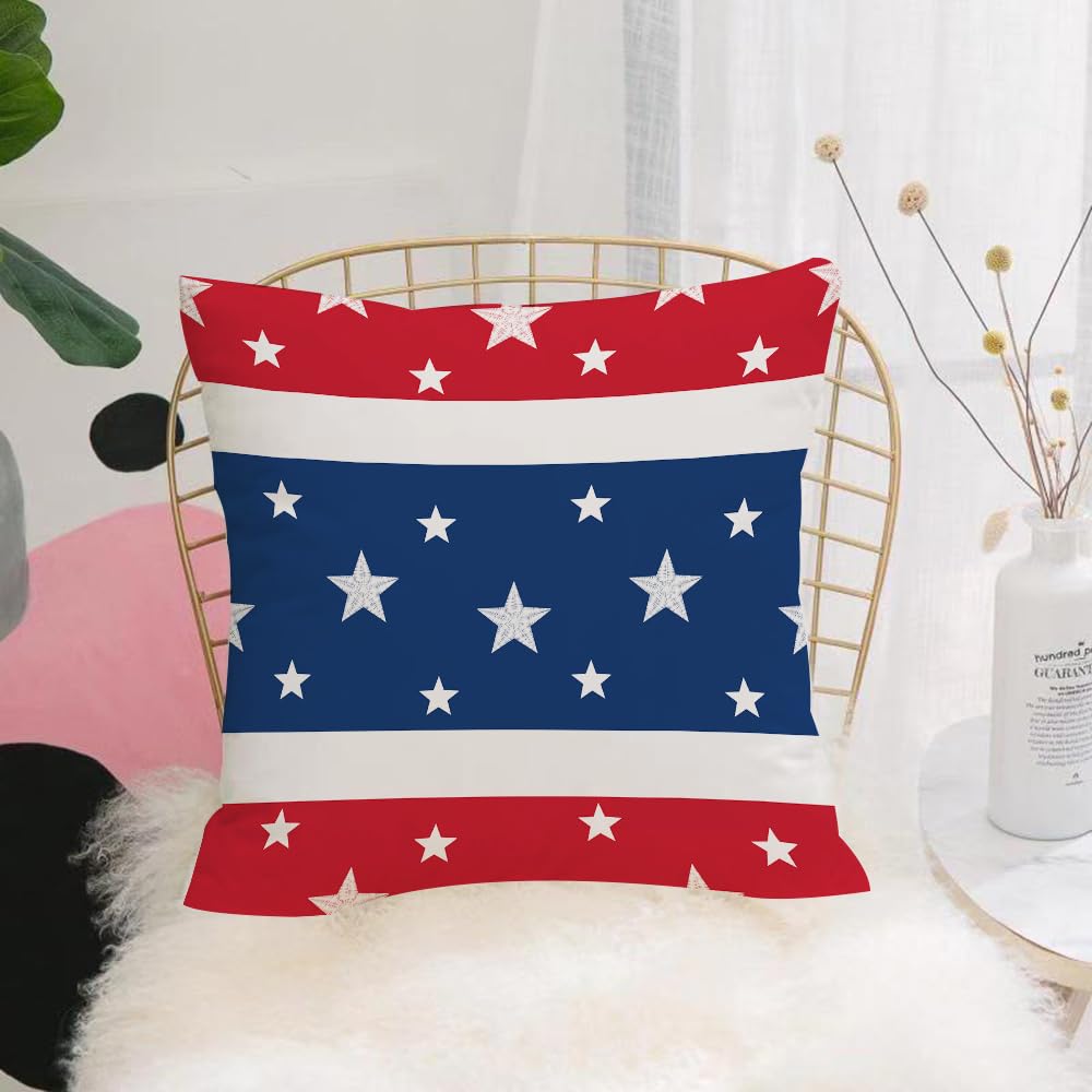 HYOSXW Cushion Cover,Throw Pillow Case Home Decorative for Living Room Bedroom Sofa Chair 16X16 Inch,Image version of a patriotic seamless tile with white stars embroidered on a re,Pillowcase 40X40cm