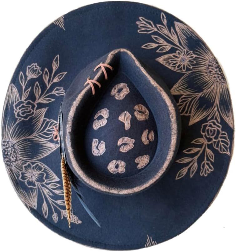 Authentic Hand Burned Hats, Wild Child Wide Brim Hats for Men Women, Suede Cowboy Hat.