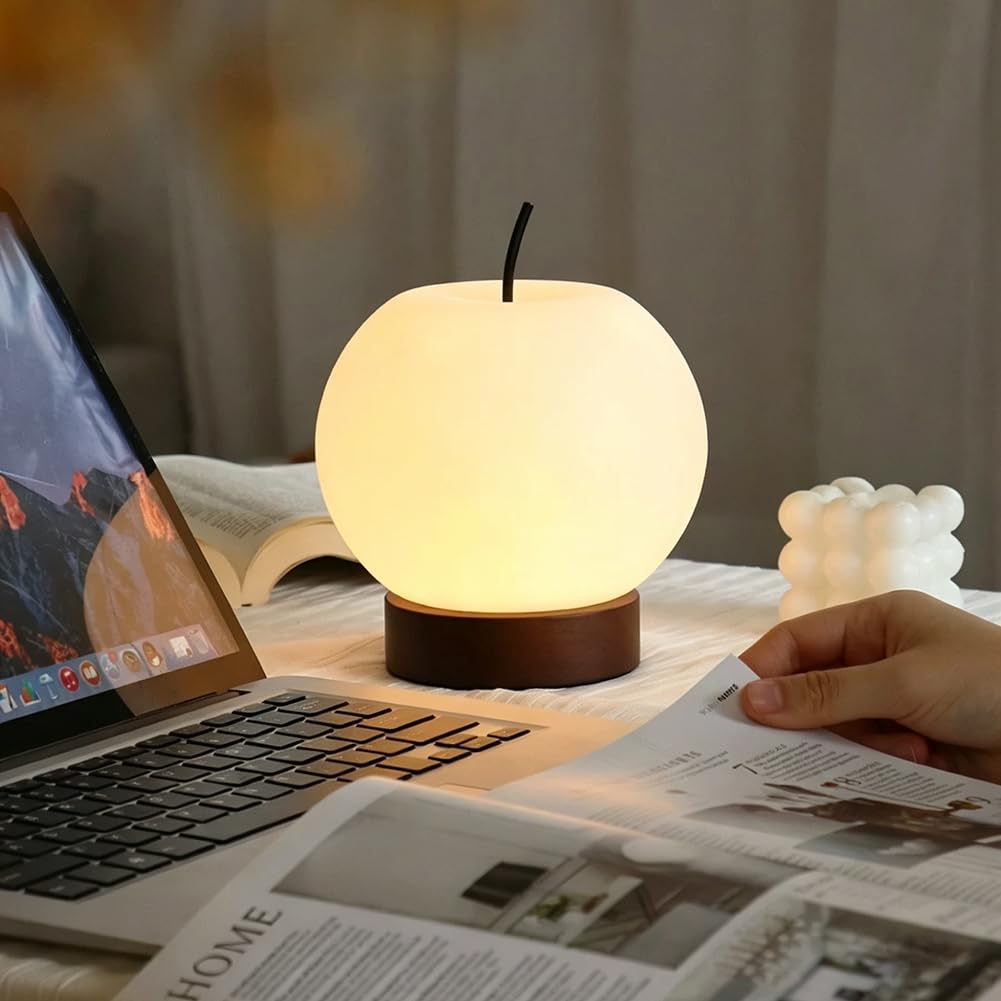 LED Tischlampe Kabellose Runde Art Déco Wohnzimmerlampe Batteriebetrieben Kugel Akku Tischlampe USB Aufladen Innen Dimmbar mit Schalter Nachttischlampe 3 Farbtemperaturen Acryl Lampenschirm