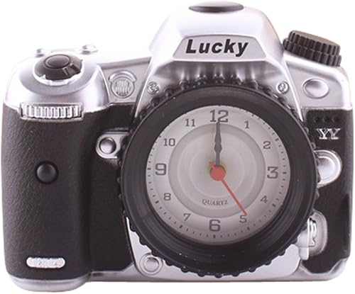 Reloj despertador con cámara retro funciona con pilas para decoración del dormitorio del escritorio del hogar
