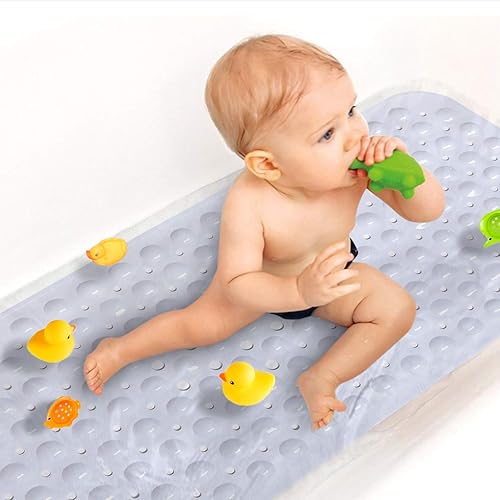 Sheepping Alfombra de baño para bebé antideslizante extra larga para niños, de 40 x 16pulgadas, alfombrilla de baño ecológica con 200ventosas