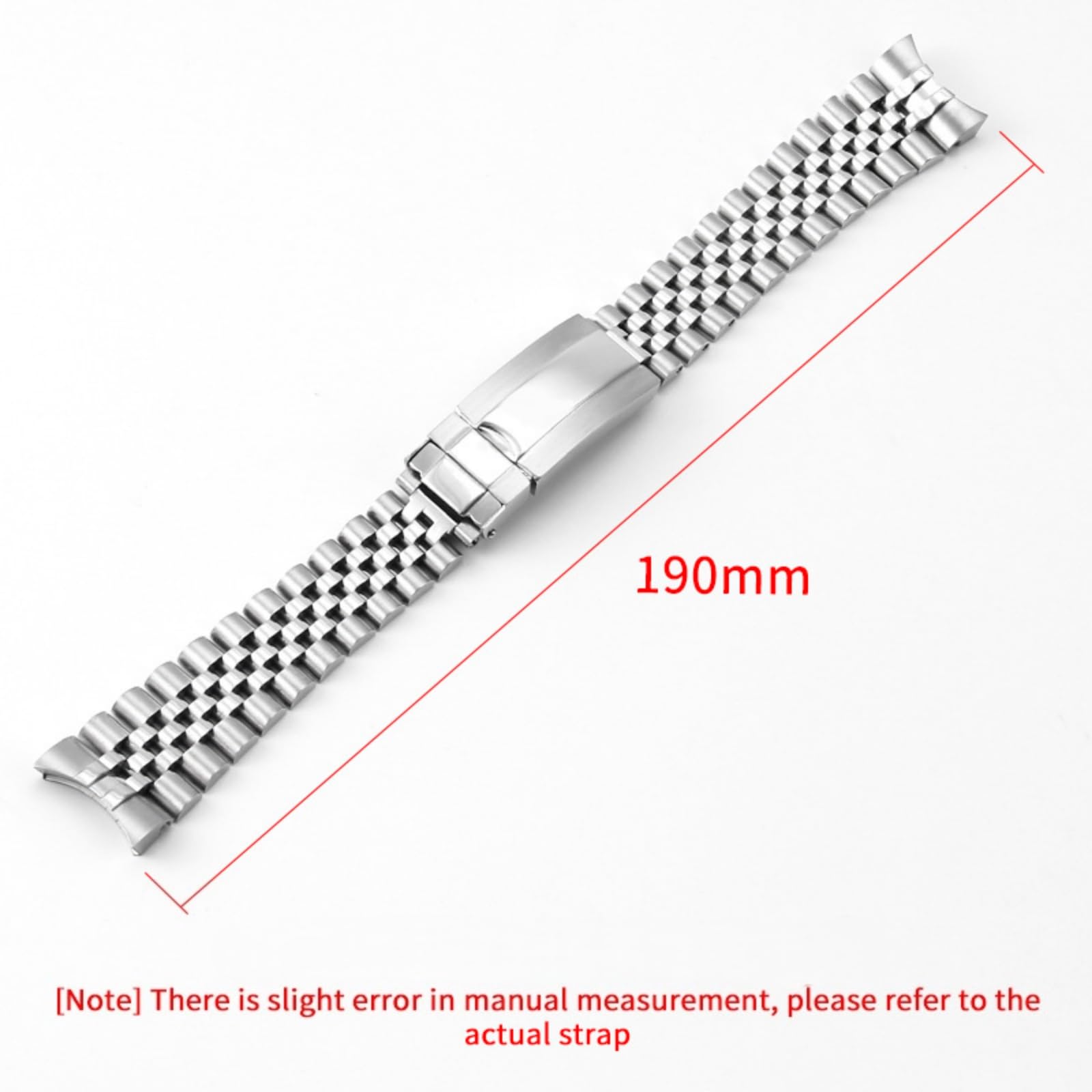 Bransoleta Zegarkowa 5 Ogniw Stal Nierdzewna Zakrzywione Końce Zapięcie Zatrzaskowe 20mm Męska Metalowa - Czarny B 20MM