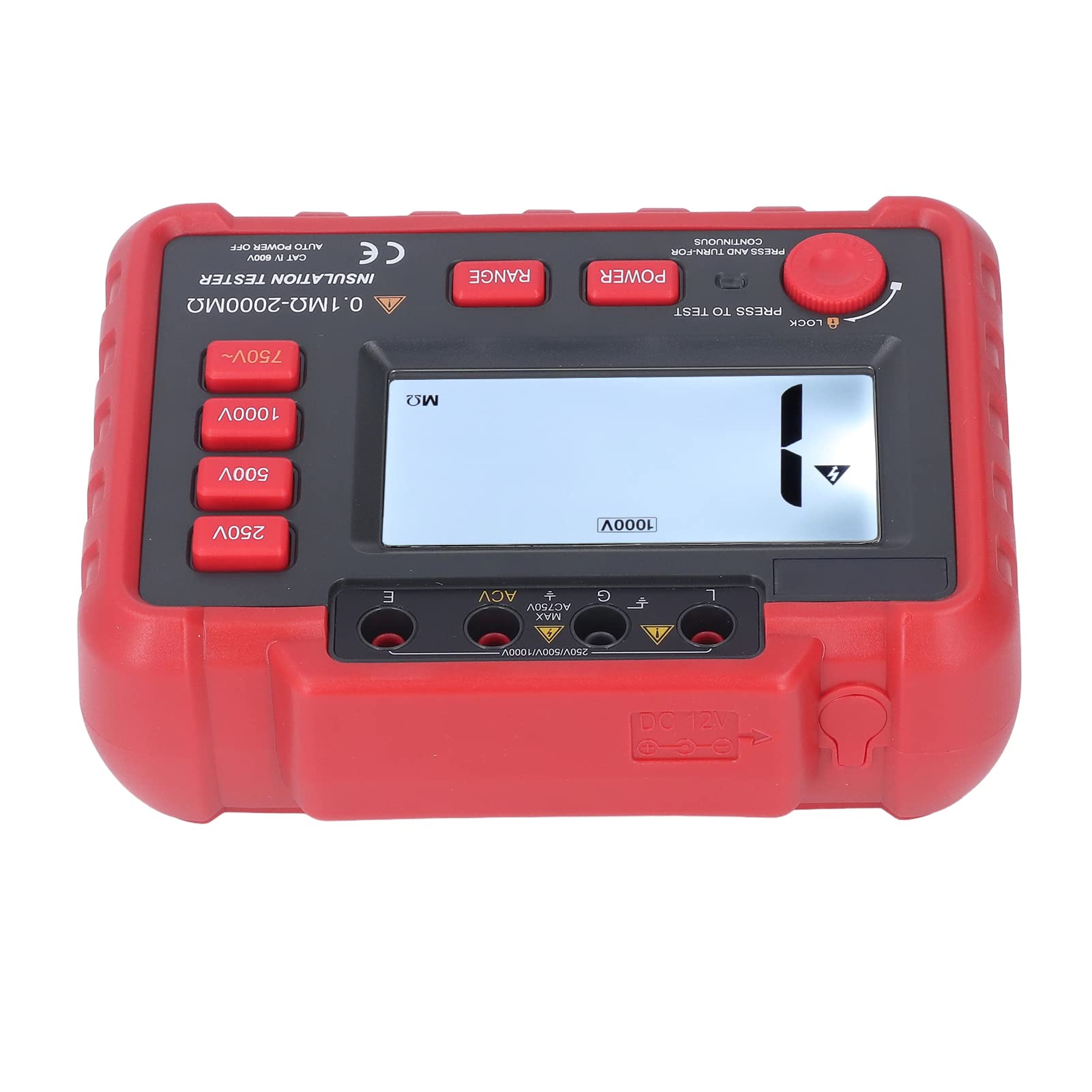 Cocoarm Tester Rezystancji Uziemienia Izolacji ABS Cyfrowy Miernik Rezystancji Uziemienia DC 250 V 500 V 1000 Podświetlenie Wyświetlacza Blokada Testowa dla Kabla Silnikowego Sprzęt Zasilający
