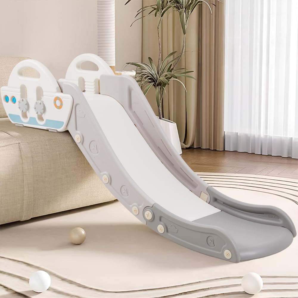 FUKEA Sofa Slide, Toddler Slide Indoor Kids Slide with Extended Length, Baby Ship Slide for Bed Couch Slide for Toddler Age 1-3, Grey-Beige — image 1
