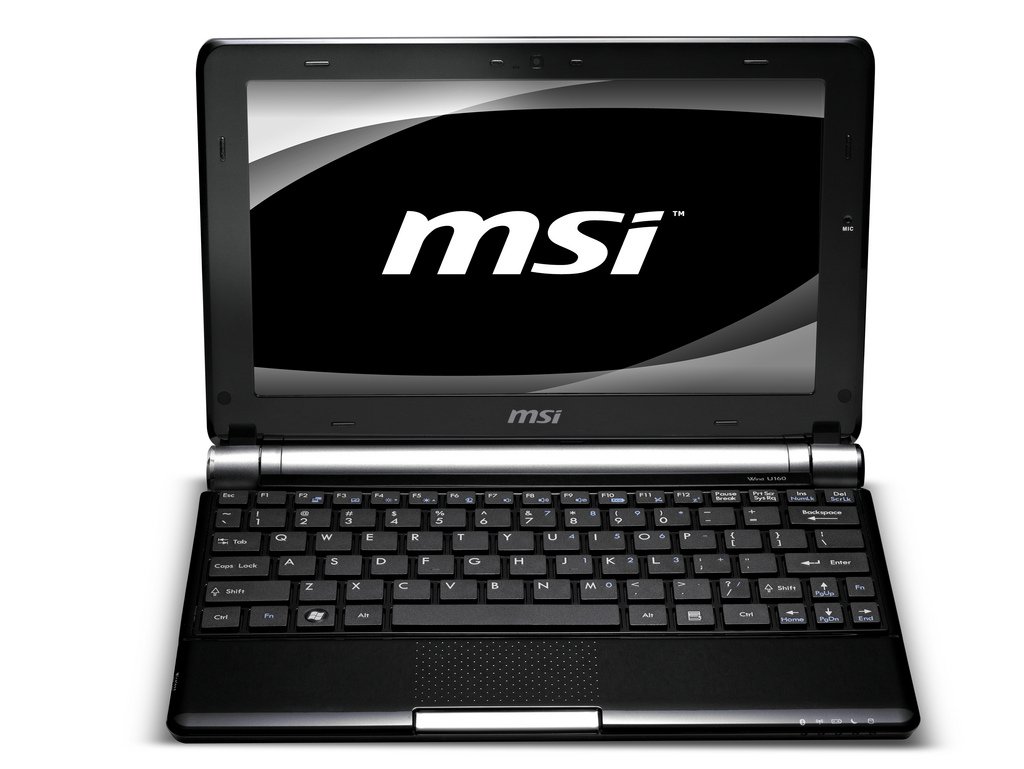 MSI WIND U160 10 inch netbook (Intel Atom N450 1.66GHz, 1Gb, 250Gb, WLAN, Webcam, BT, 6 cell battery, Win 7 Starter (Black))