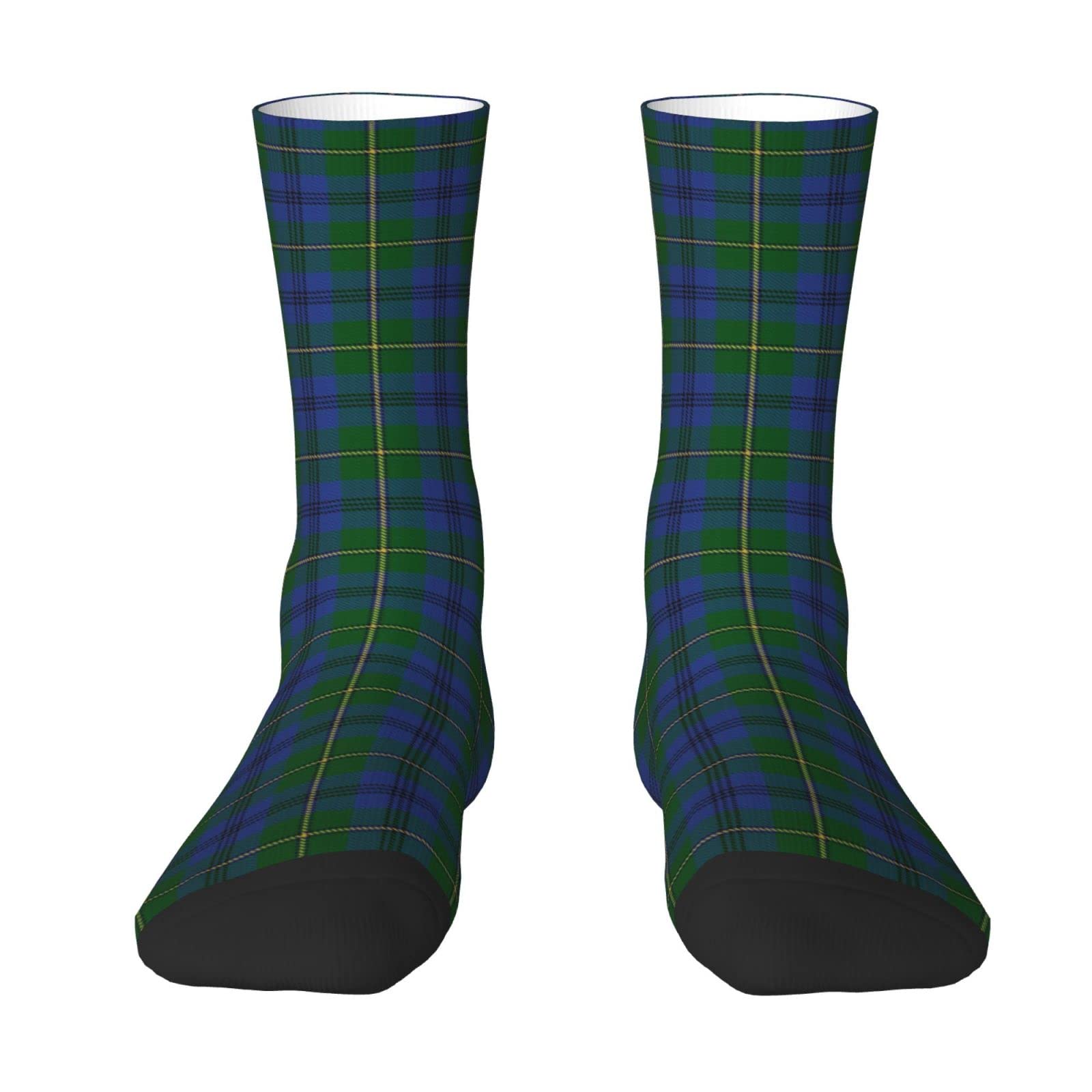 Kwqdozf Unisex Scottish Clan Johnstone Johnston Tartan Plaid Men & Women Crew Socks,Tartan Plaid Novelty Fashion Casual Crew