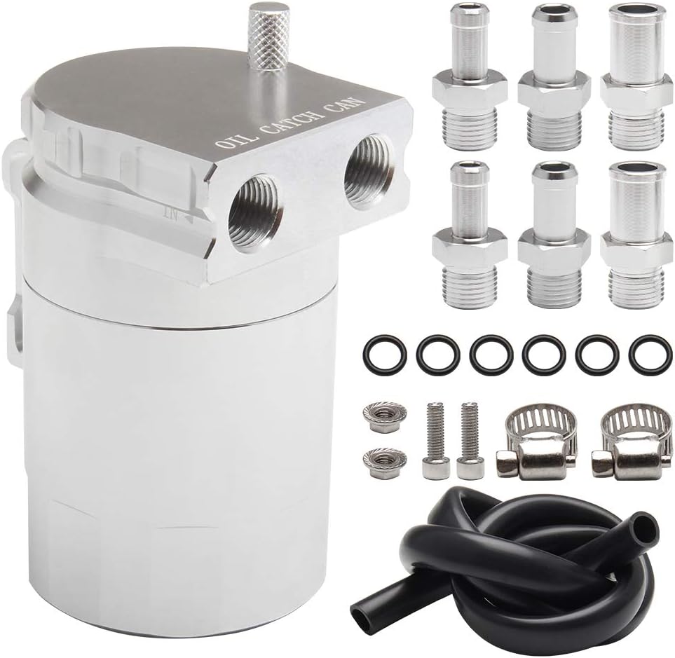 Universal Oil Catch Can Tank Polish Baffled Reservoir Aluminum Car Truck Engine 300ml Silver