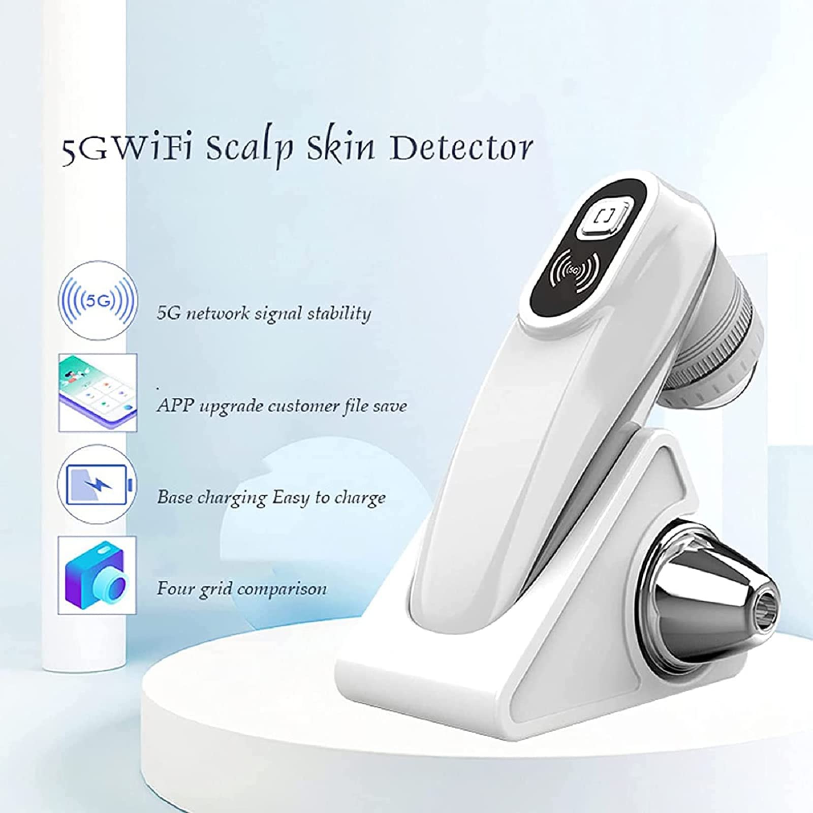 FAXIOAWA Analizator skóry do diagnostyki włosów, 50 X / 200 X WiFi, analizator wilgotności włosów, obsługa zdjęć, do sklepu z pielęgnacją włosów