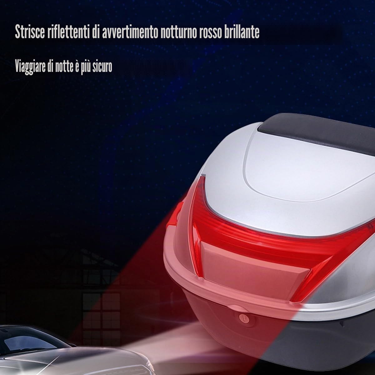 JEDAL Bauletto per moto Baule Motociclo Scooter 35L Bagaglio per Moto con serratura di sicurezza Valigia moto con schienale (Colore : Nero)