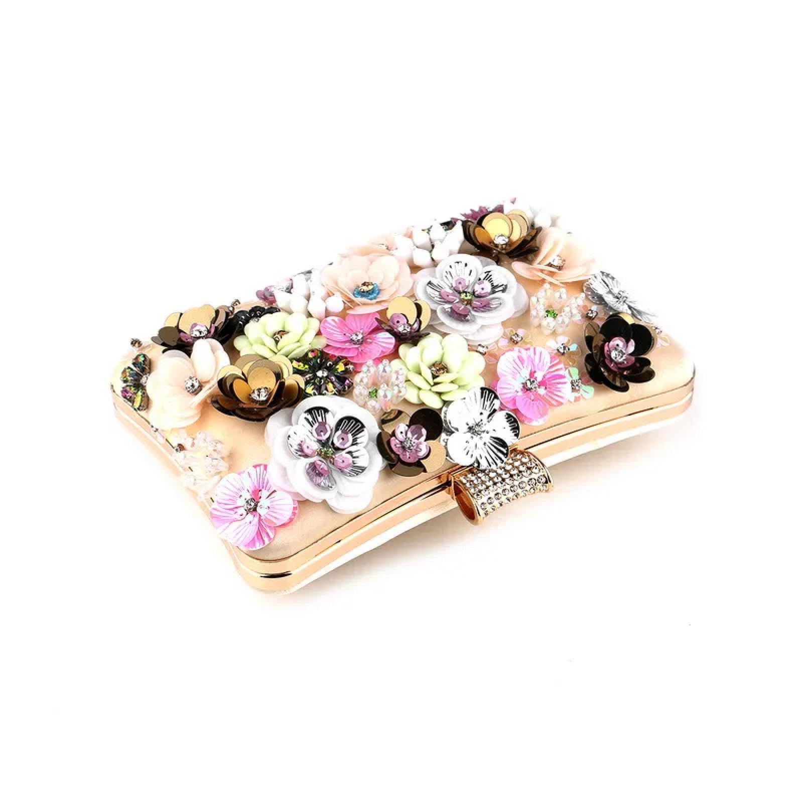 Abendtasche Damen Clutch Blumen Süßigkeiten Farbe Frauen Abend Taschen Hochzeits Party Event Clutch Metall Strass Handtaschen Perlen Tasche
