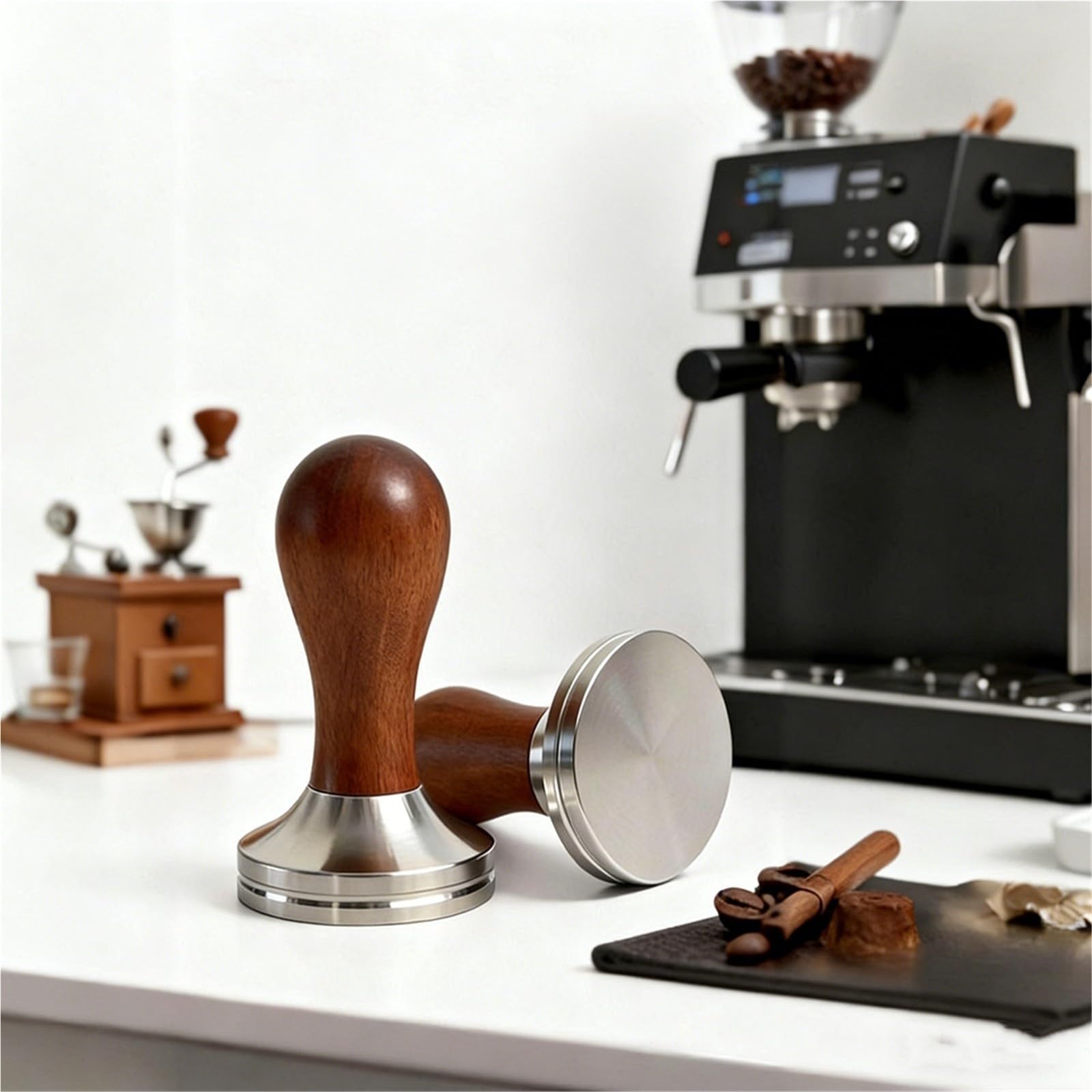 Pressino Per Caffè Espresso Da 51/54/58 Mm Manuale In Legno Resistente Acciaio Inossidabile Progettato Per Caffè Accessori Per Caffè Espresso Strumenti Per Barista Tamper Manuale(58.35mm-Wood)