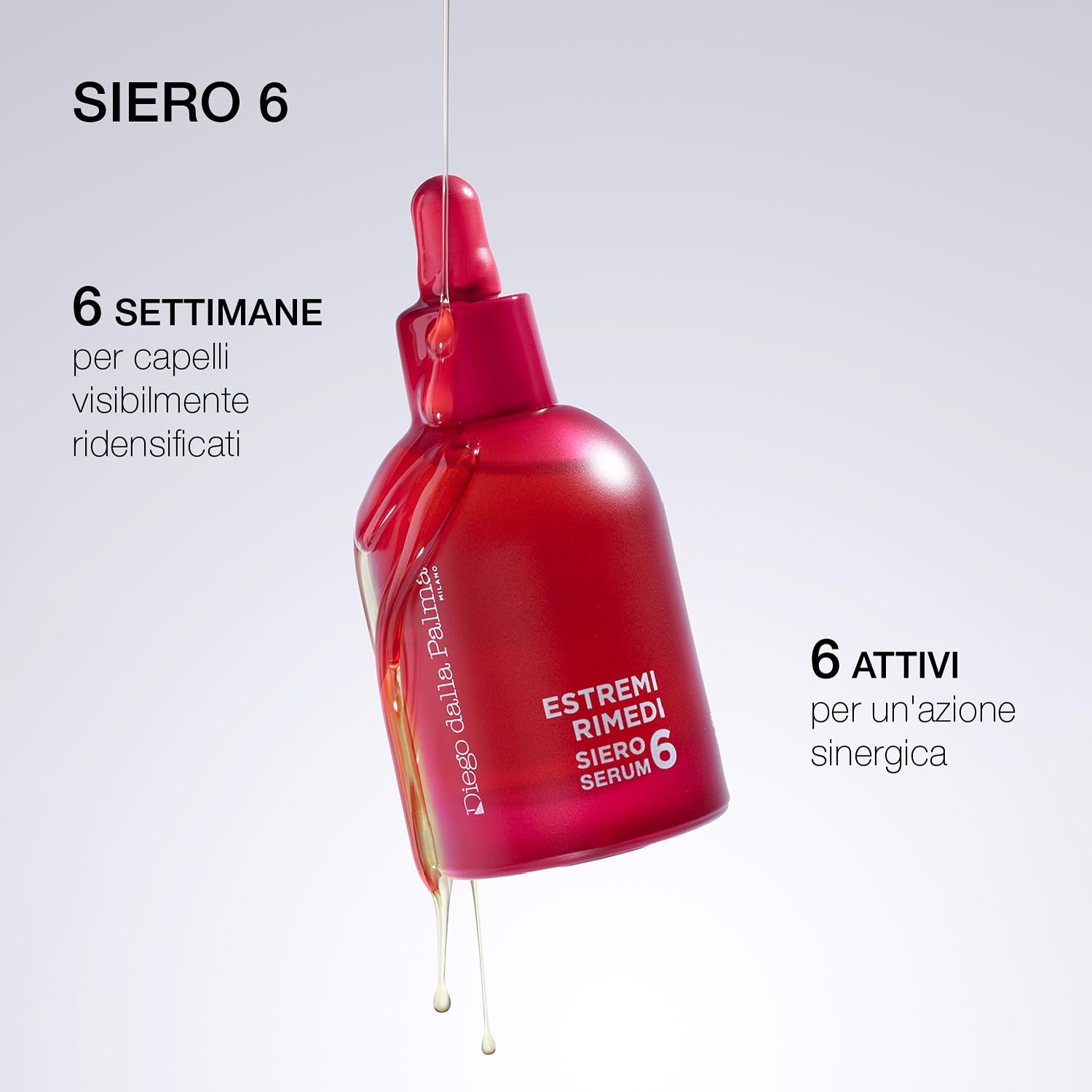 Diego dalla Palma ESTREMIRIMEDI Siero 6, Trattamento Fortificante Scalpo e Capelli, Stimolante del Microcircolo, Rinforzante della Fibra Capillare, 50ml