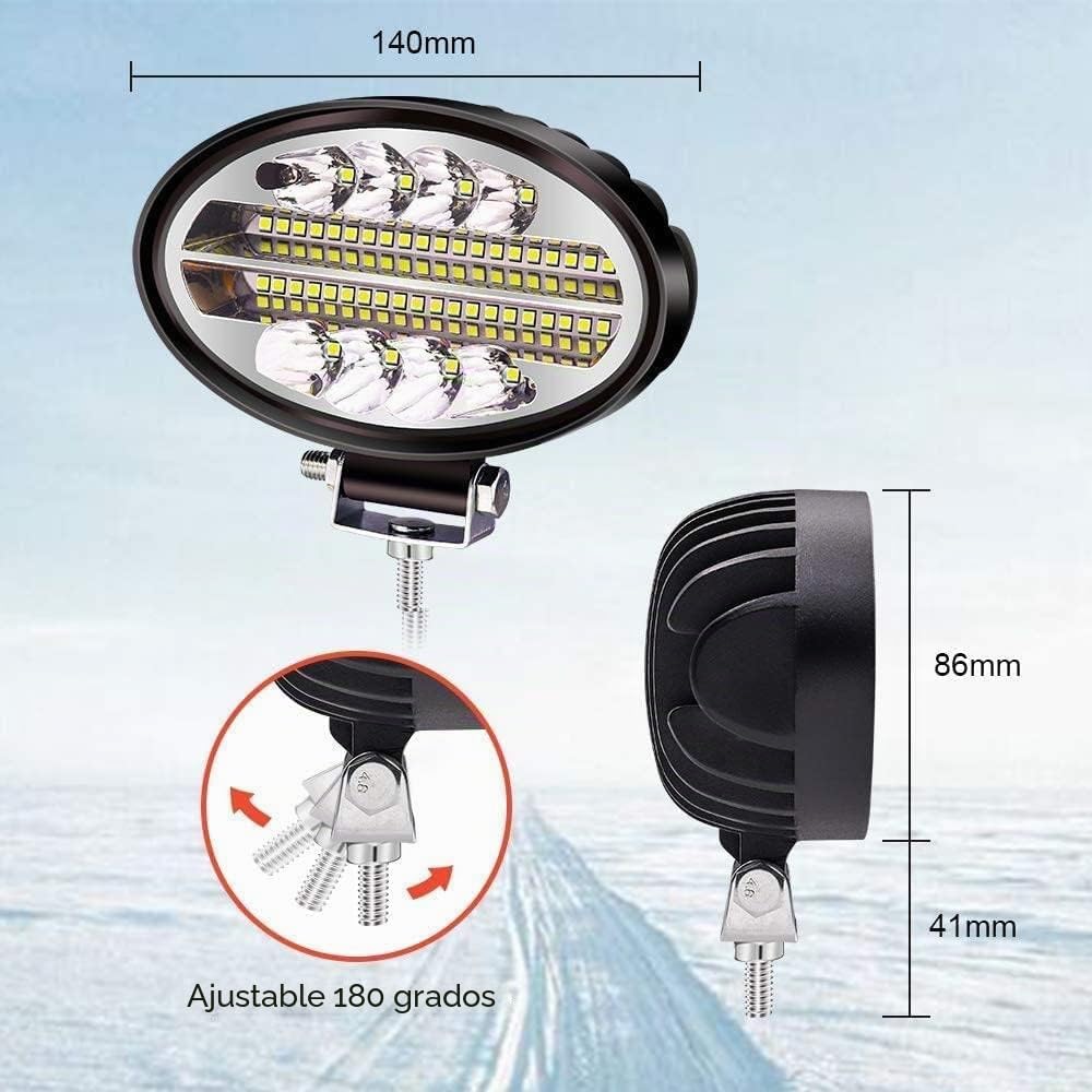 Biqing 2PCS Faro LED Trabajo Oval Blanco,144W Focos Led Tractor 12V 24V Faro de Led 5.5" Barra LED Faro Additional Faros de Niebla para Tractores Coche 4x4 Barco Off Road Camino ATV UTV SUV 4WD