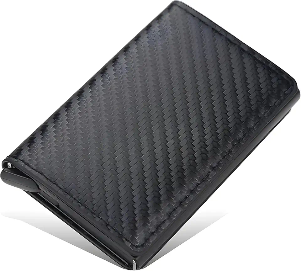 Carteira Antifurto, antiroubo Porta Cartão Slim com Proteção RFID, Design Fibra de Carbono, Proteção para os cartões por aproximação NFC, Proteção Avançada para o seu dia a dia - TrendMix