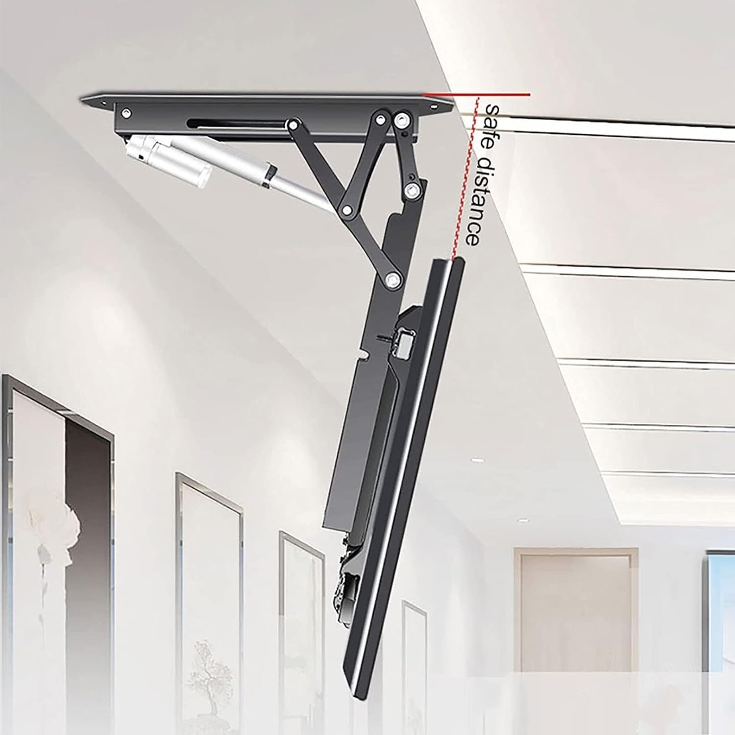 Qunine HXRW Staffa per TV Supporto TV motorizzato, Staffa TV di Sollevamento con Telecomando e Controllo Interruttore, Adatto for Schermo LED da 32-75 Pollici Supporti da Parete e da soffitto