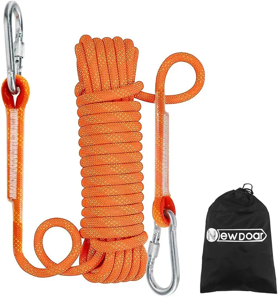 NewDoar 12KN Marine Floating Rope 10mm Dock Line 33FT(10M) 66FT(20M) 98FT(30M) Anchor Mooring Rope for Boating, Anchoring, Camping, Fishing, Tent Canopy with 2 Hooks-Orange/20M