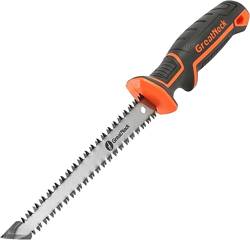 GreatNeck 74030 - Sierra Jab de doble filo de 6 pulgadas, sierra para paneles de yeso, herramientas de tablero, mango de goma antideslizante,